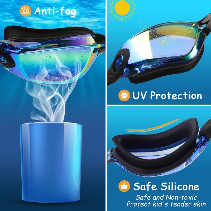 COOLOO Kids Swim Goggles, 2 Packs Swimming Goggles for Kids Girls Boys and Child Age 4-16 - Image 3